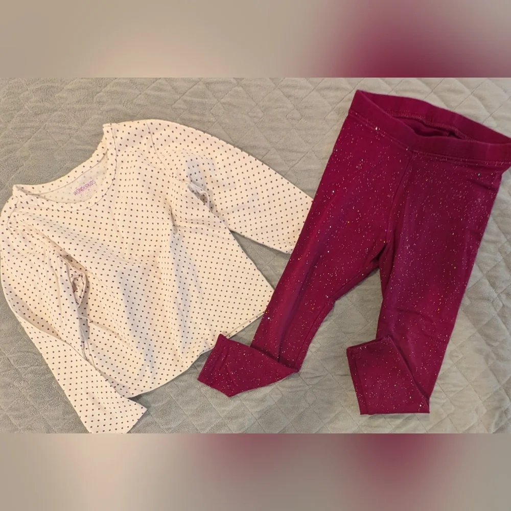3T Polka Dot Top and Sparkly Leggings Set